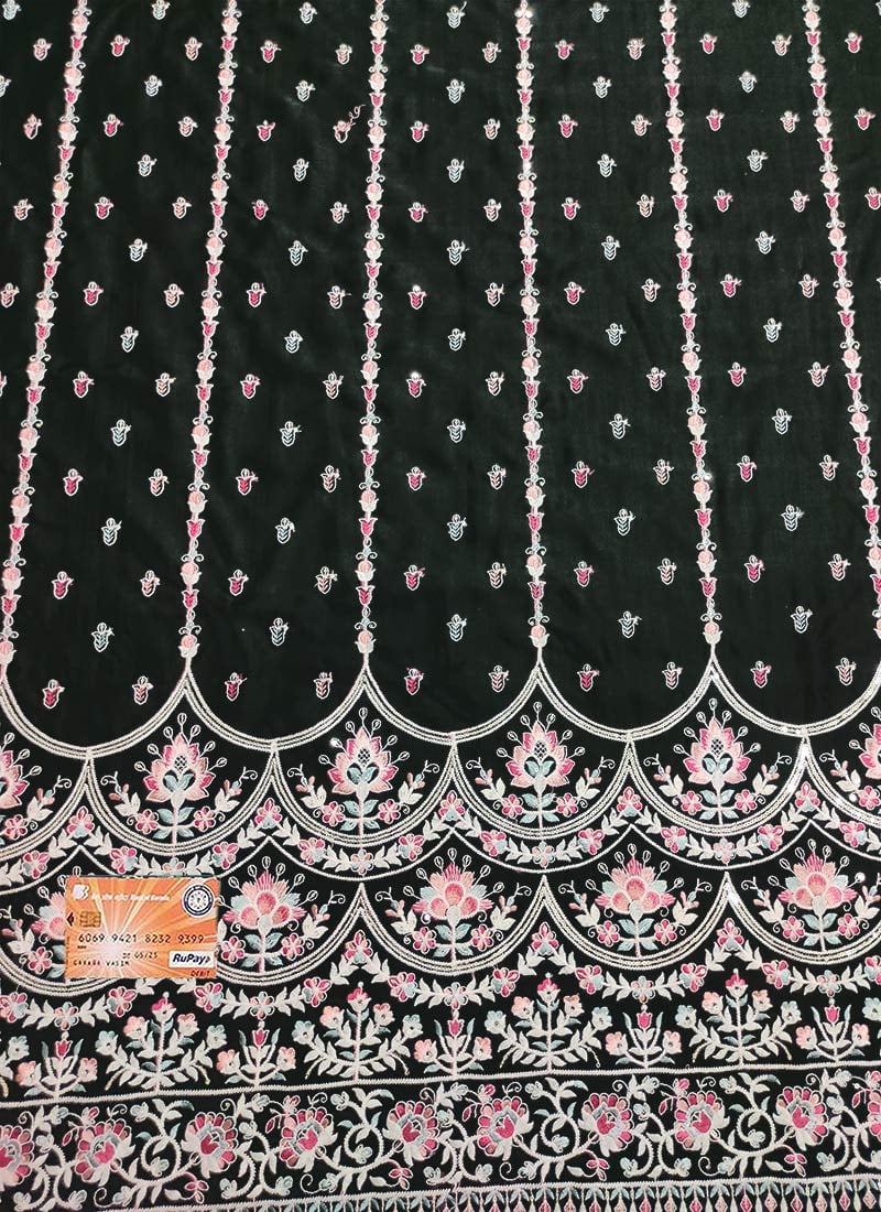 Green Art Silk Embroidered Fabric