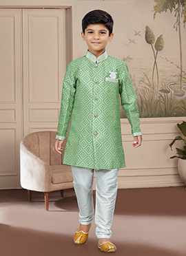 Boys Overcoat Sherwani Rama Green KP115 main image 0