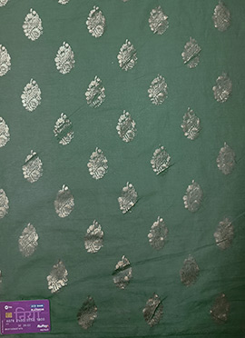 Green Art Silk Foil Printed Fabric