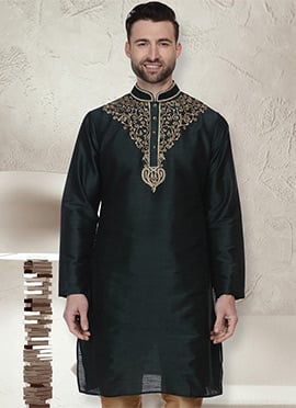 Green Art Silk Kurta