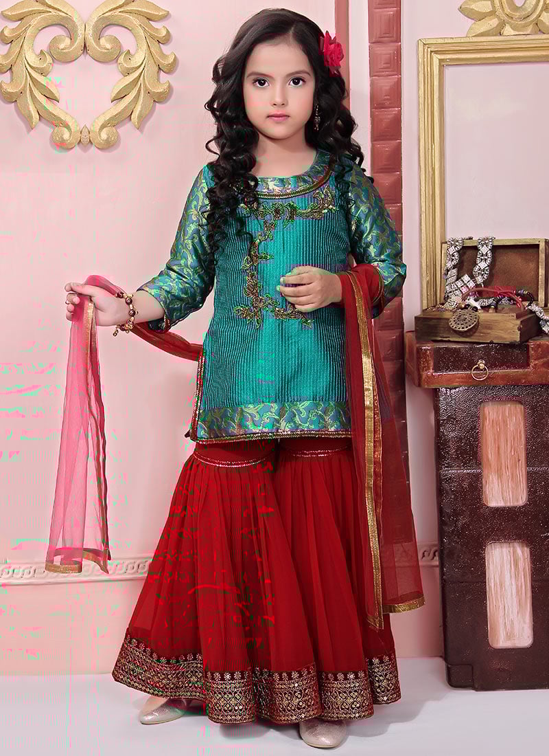 Green Art Silk Sharara Suit