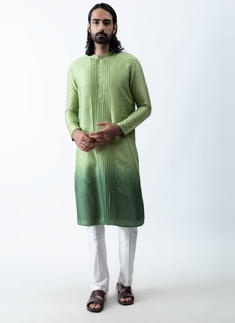 Green Ombre Pure Bamsilk Kurta Pyjama - KPKSAK17