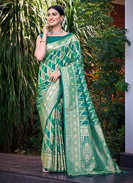 Green Banarasi Silk Jacquard Benarasi Saree