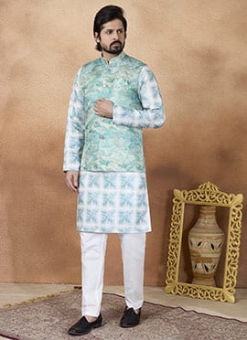 Green Banarasi Silk Jacquard Print Badi Set