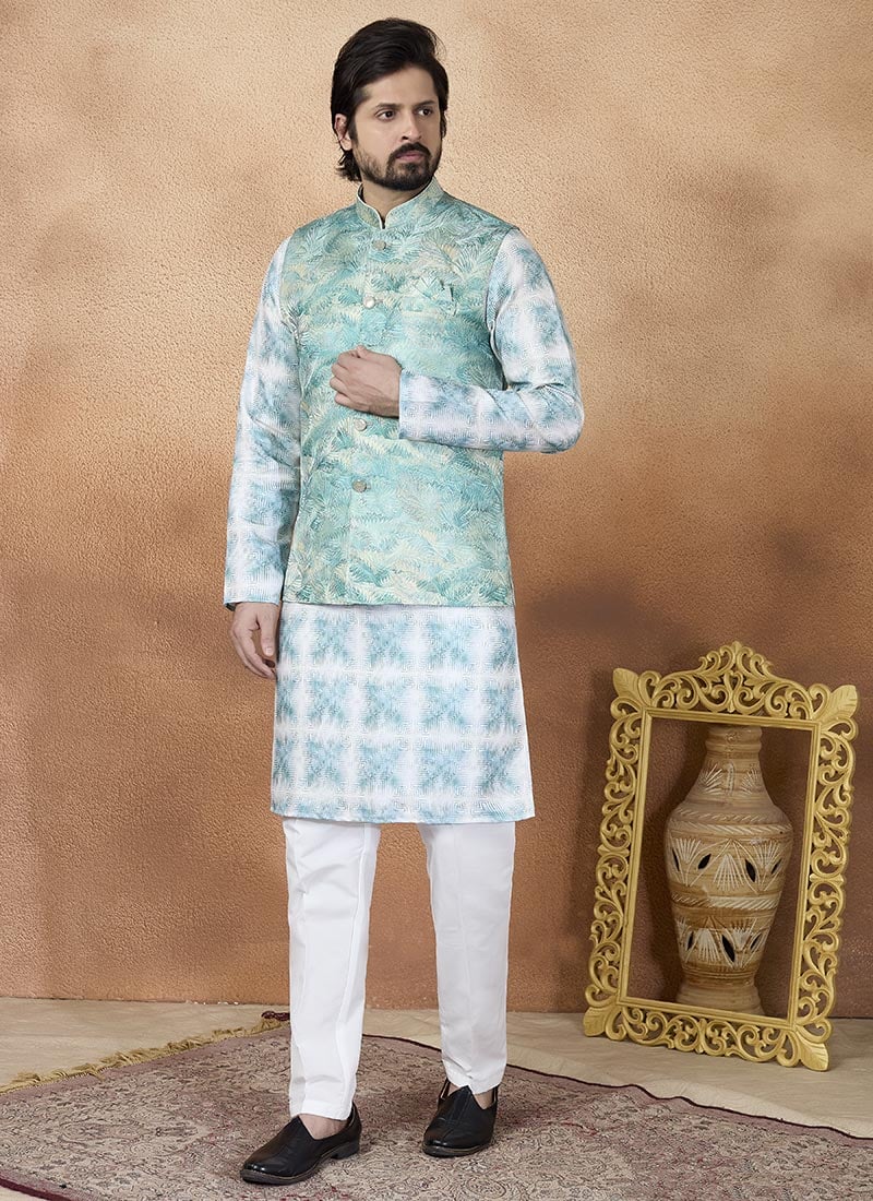 Green Banarasi Silk Jacquard Print Badi Set Festive Wear