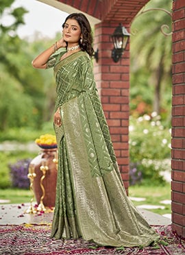 Green Banarasi Silk Jacquard Zari Saree