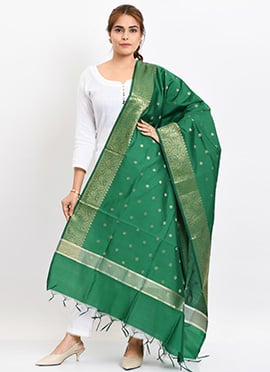 Green Banarasi Silk Weaving Work Dupatta