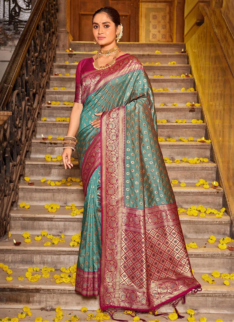 Green Banarasi Silk Zari Woven Saree