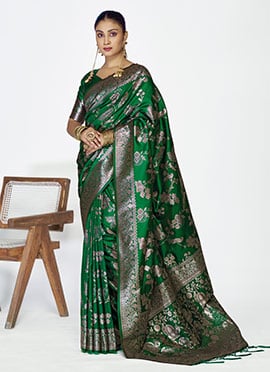 Green Banarasi Silk Zari Woven Saree