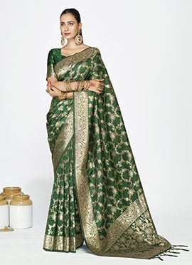 Green Banarasi Silk Zari Woven Saree