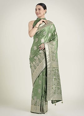 Green Banarasi Silk Zari Woven Saree