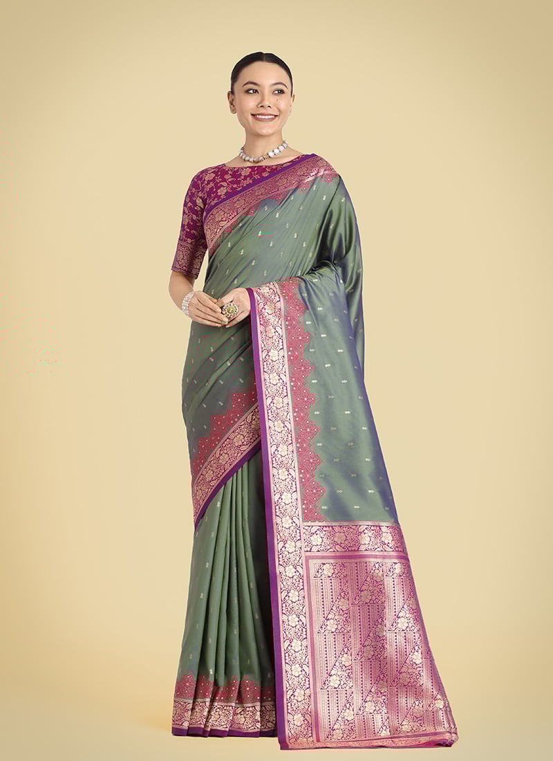 Green Banarasi Silk Zari Woven Saree