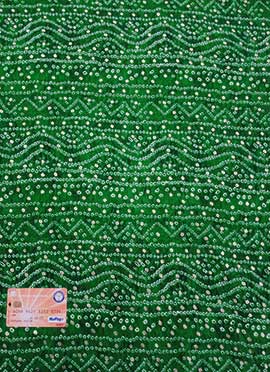 Green Bandhani Printed Rayon Fabric