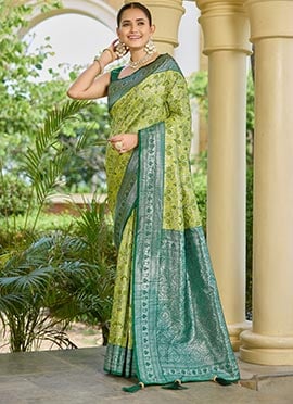 Green Bararasi Silk Zari Woven Saree