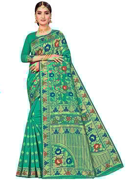 Green Benarasi Art Silk Saree