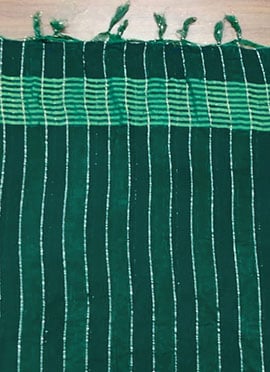 Green Blended Cotton Embroidered Dupatta