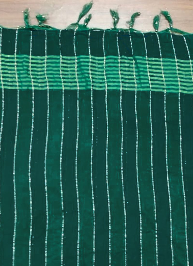 Green Blended Cotton Embroidered Dupatta After Six Wear