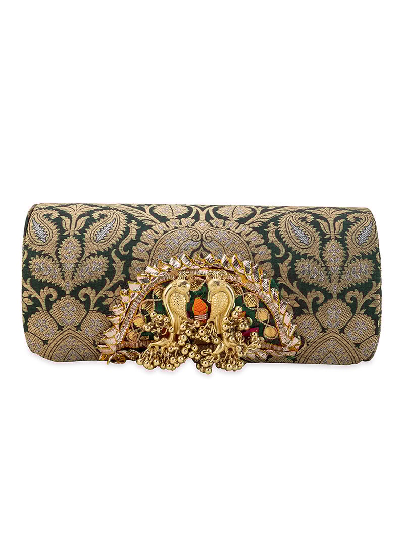 Green Brocade Gota Hand Bag Wedding Wear