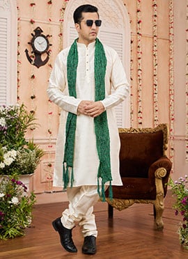 Green Chanderi Silk Men Stole