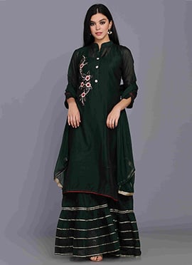 Green Chanderi Silk Sharara Suit
