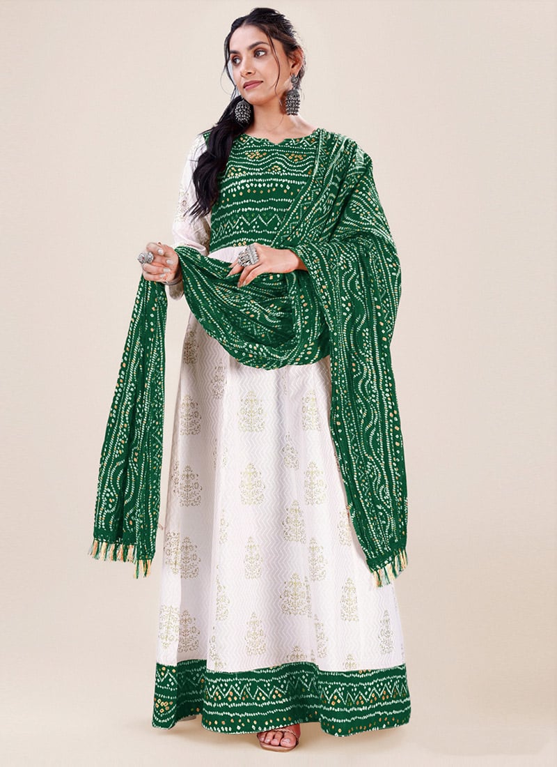 Green Chinon Bandhini Print Classy Dupatta After Six Wear
