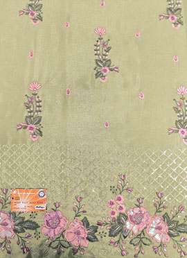 Green Chinon Daman Embroidered Fabric