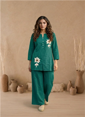 Green Cotton Co Ord Set