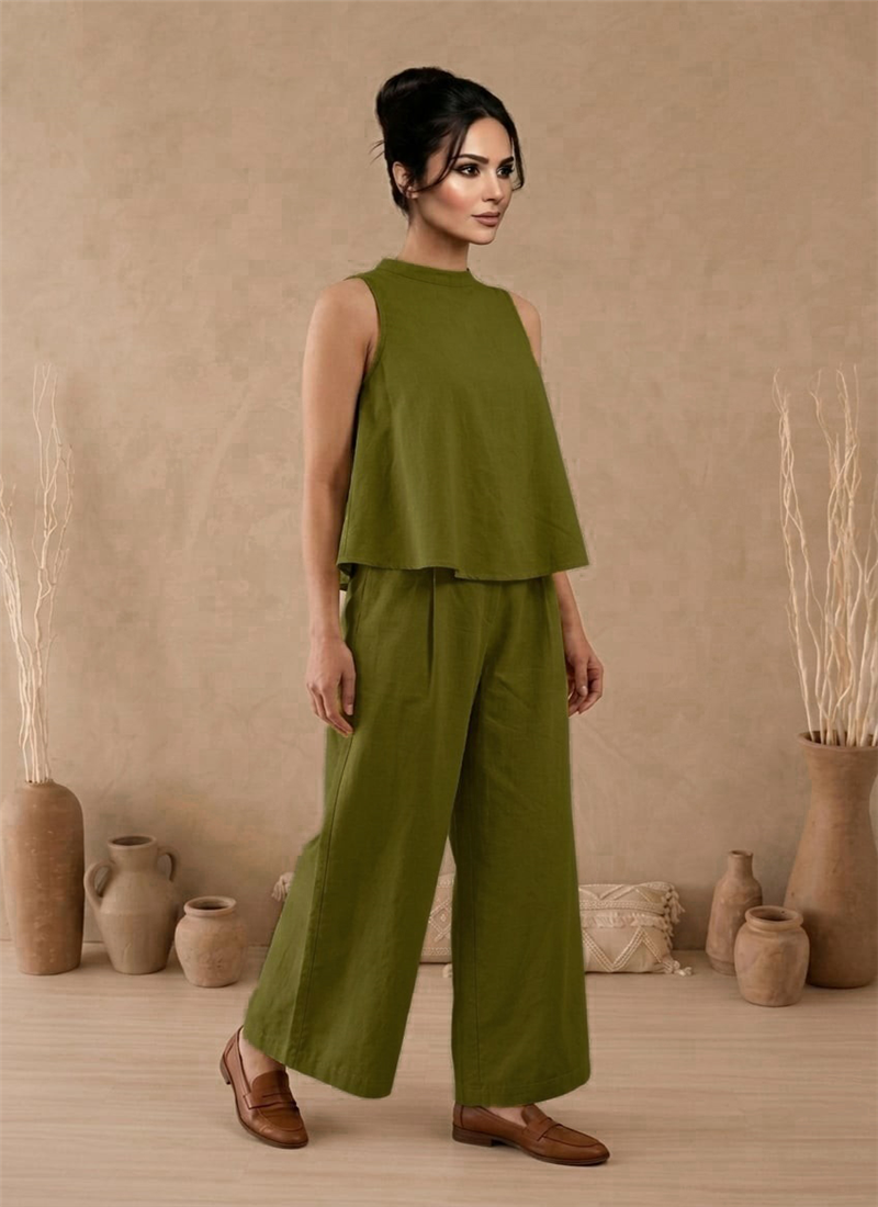 Green Cotton Co Ord Set After Six Wear
