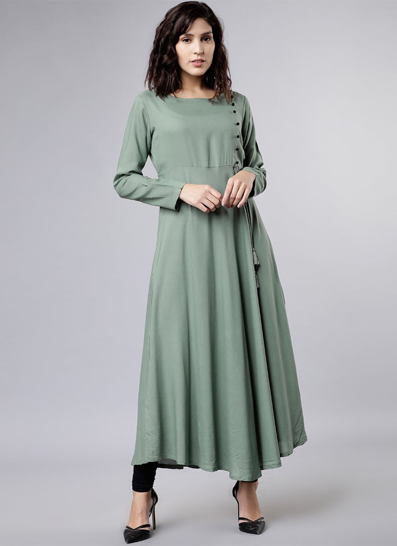 Green Cotton Kurti After Six Wear