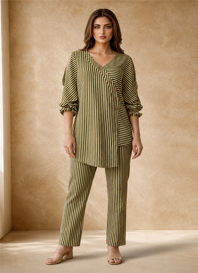 Green Cotton Printed Kurta Pant Set  After Six Wear