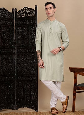 Green Cotton Textured Kurta