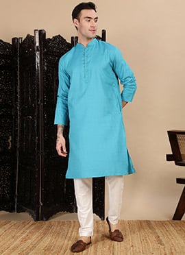 Green Cotton Textured Kurta