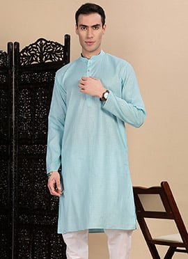 Green Cotton Textured Kurta