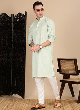 Green Cotton Textured Kurta
