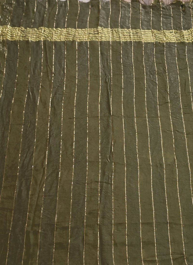 Green Cotton Zari Dupatta