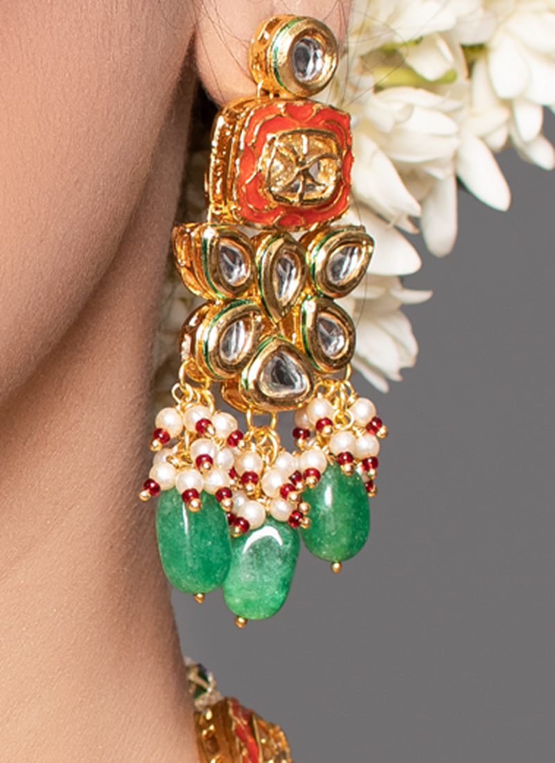 Shop Green Designer Necklace Set Party Wear Online at Best Price Cbazaar