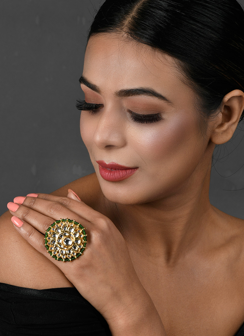 Green Designer Ring Party Wear
