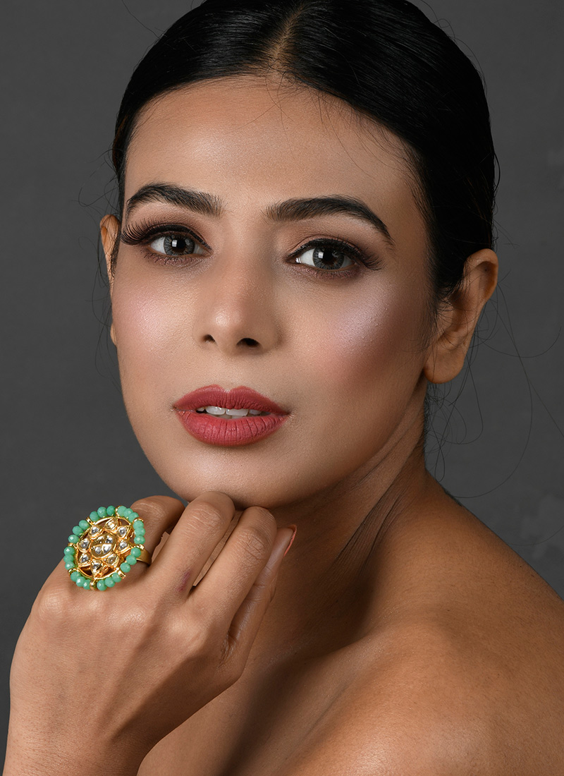 Green Designer Ring Party Wear