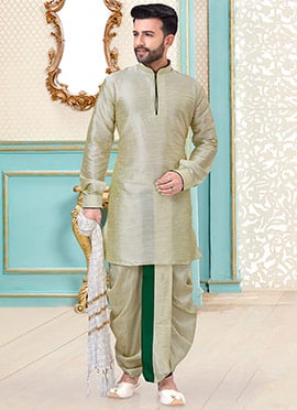 Green Dupion Silk Kurta Pyjama