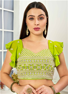 Green Embroidered Georgette Blouse