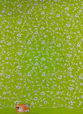 Green Embroidered Georgette Fabric