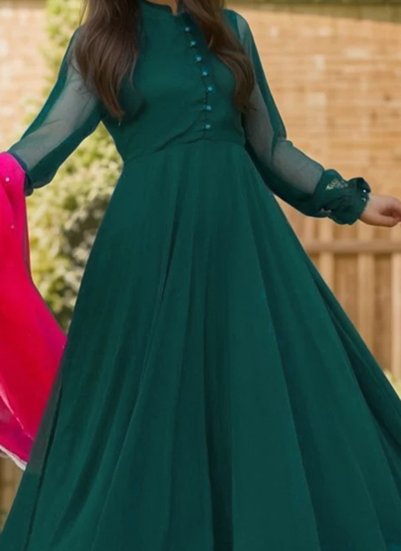 Eid Special Dark Green Georgette Designer Anarkali Suit