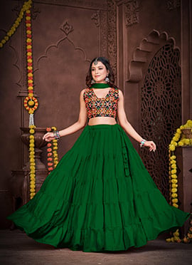 Green Georgette Kutch Work Chaniya Choli