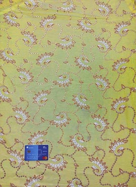 Yellow Foil Printed Art Silk Cotton Fabric