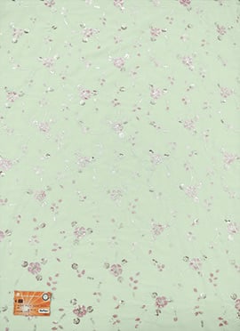 Green Georgette Embroidered Fabric