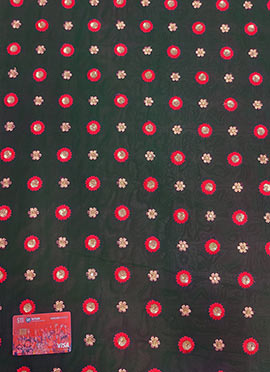 Green Georgette Embroidered Fabric