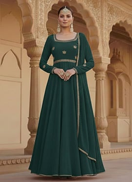 Green Georgette Zari Sequins Anarkali Suit