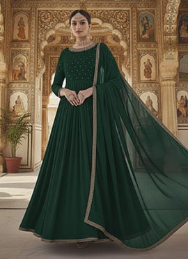 Green Georgette Zari Sequins Anarkali Suit