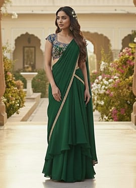 Green Georgette Zari Sequins Lehenga