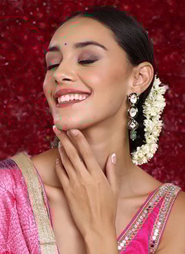 Green Gold Plated Kundan And Meenakari Danglers